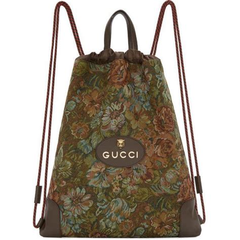 gucci brown tapestry drawstring backpack|gucci backpacks for women.